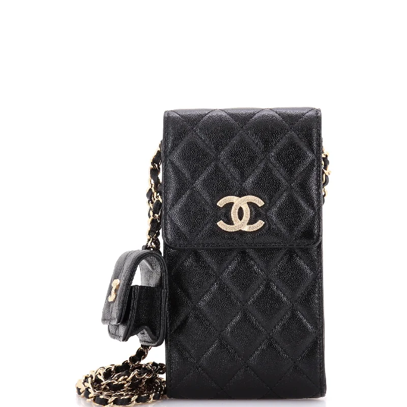 Christian Dior bags with a detachable coin purse insideTextured CC Flap Phone Holder Crossbody Bag with AirPods Pro Case Quilted Caviar