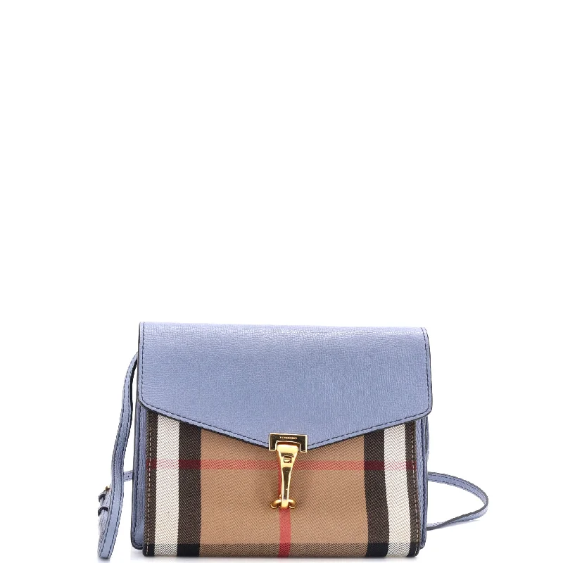 Christian Dior handbags with a snap - button closure and a decorative buckleMacken Crossbody Bag Leather and House Check Canvas Small