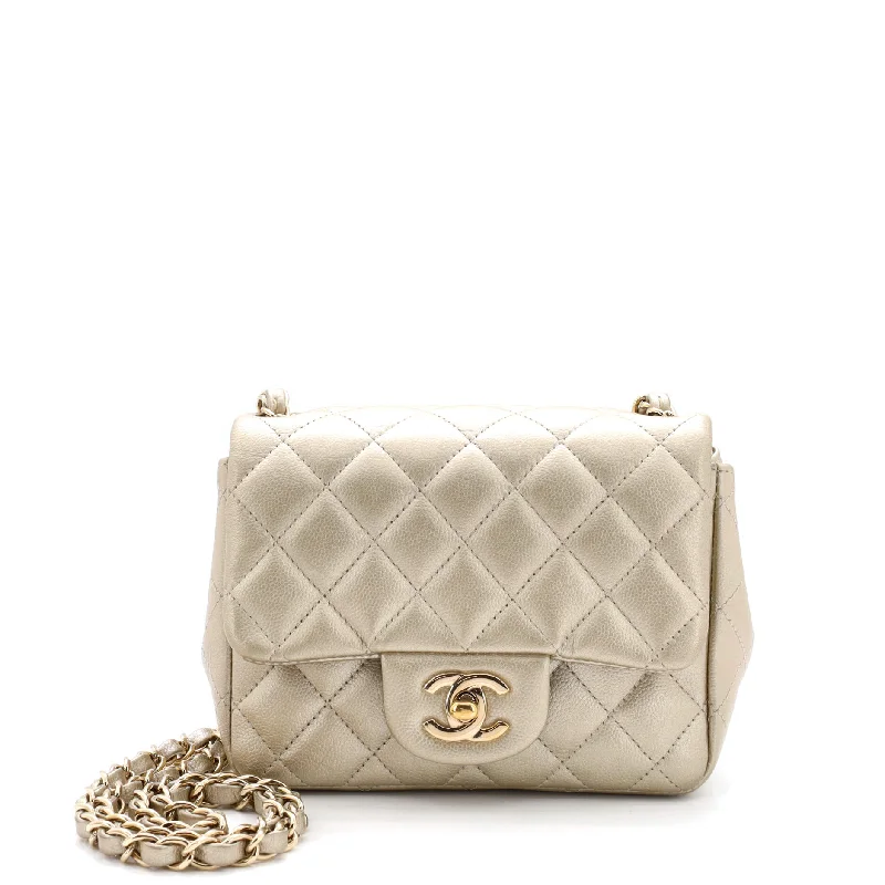 Christian Dior crossbody bags with a front - flap pocket for easy accessSquare Classic Single Flap Bag Quilted Iridescent Caviar Mini