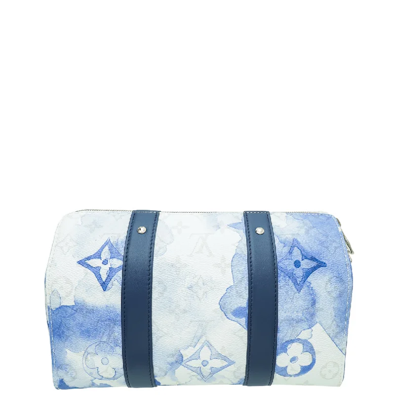 Louis Vuitton crossbody bags with a printed floral pattern for femininityLouis Vuitton Blue Monogram Watercolor City Keepall Bag