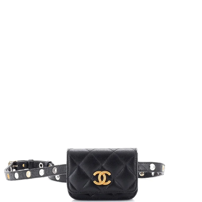 Christian Dior crossbody bags with a front - flap pocket for easy accessCC Flap Double Chain Belt Bag Quilted Goatskin Mini