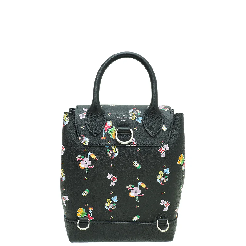 Louis Vuitton crossbody bags with a woven leather strap for textureLouis Vuitton Black Flower Print Lockme Mini Backpack Bag