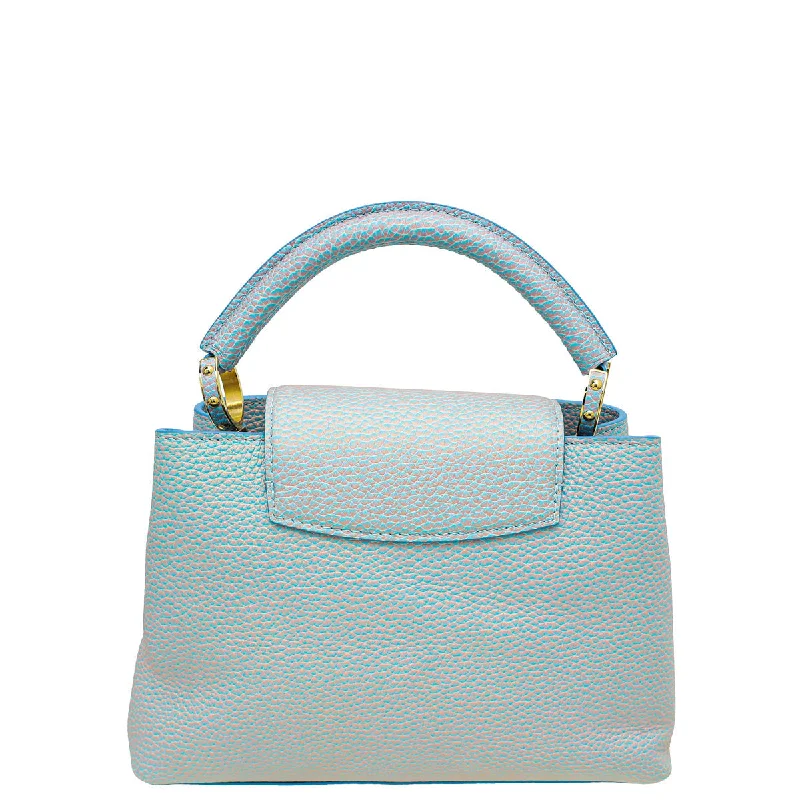 Ladies Louis Vuitton Petite Malle bags in a pastel color for a soft lookLouis Vuitton Lilas Taurillon Summer Stardust Capucines BB Bag