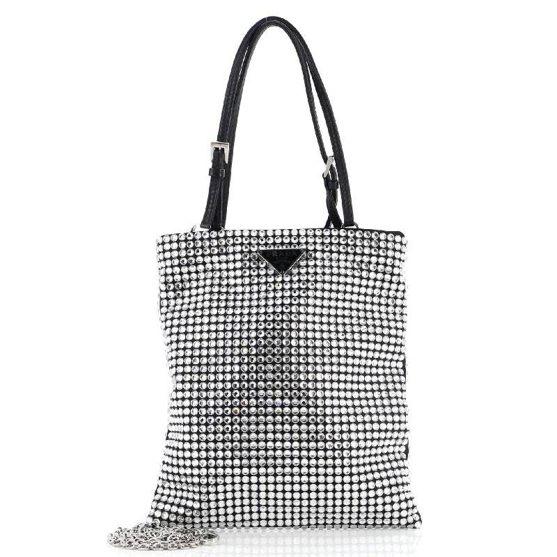 Christian Dior tote bags with a double - handle and shoulder - strap optionConvertible Open Tote Crystal Embellished Satin Mini