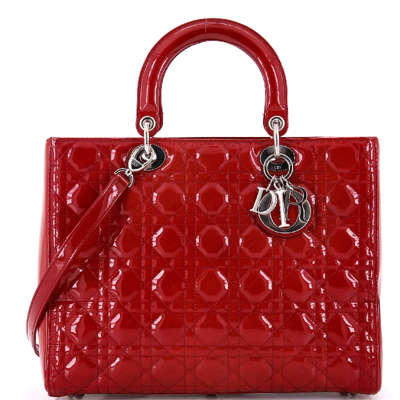 Fashion - forward Christian Dior tote bags for the modern womanLady Dior Bag Cannage Quilt Patent Large