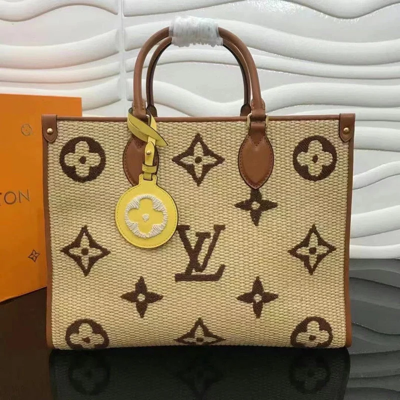 Louis Vuitton tote bags with a printed LV logo on the front for brand visibilityLouis Vuitton Luxury Bags 2494