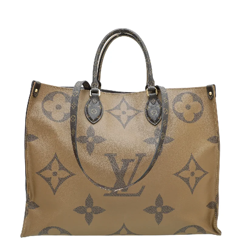 Louis Vuitton bags with a chain - link trim and a leather body for a modern edgeLouis Vuitton Monogram Reverse Onthego GM Bag