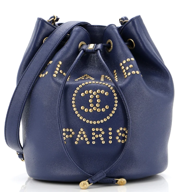 Trendsetting Christian Dior crossbody bags with a colorful strapDeauville Drawstring Bucket Bag Studded Caviar Medium