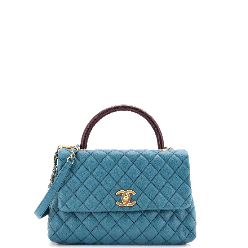 Trendsetting Christian Dior crossbody bags with a colorful strapCoco Top Handle Bag Quilted Caviar with Lizard Small