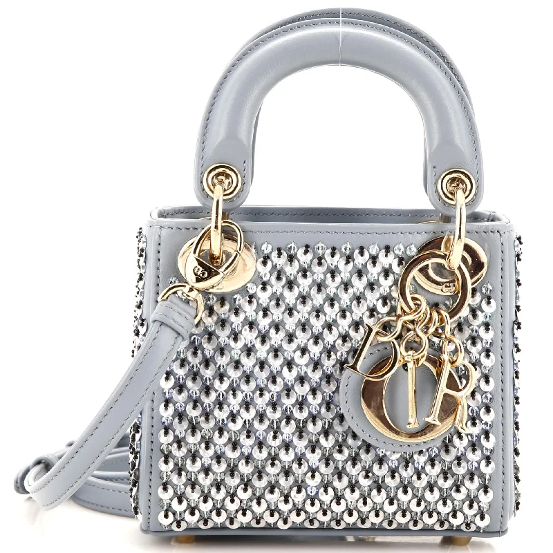 Stylish Christian Dior shoulder bags with a tassel - adorned zipperLady Dior Bag Sequin and Beaded Leather Micro