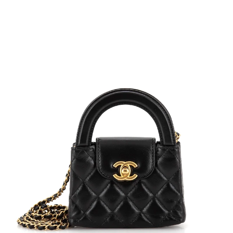 Luxury Christian Dior crossbody bags with a chain - link strapKelly Top Handle Clutch with Chain Quilted Shiny Aged Calfskin