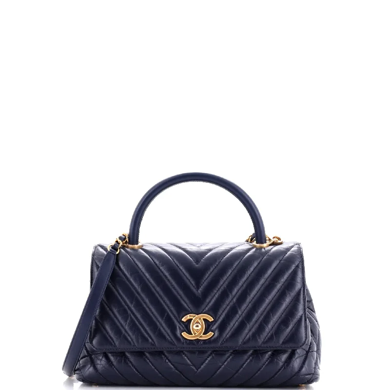 Christian Dior backpacks with a sleek, minimalist silhouetteCoco Top Handle Bag Chevron Calfskin Small