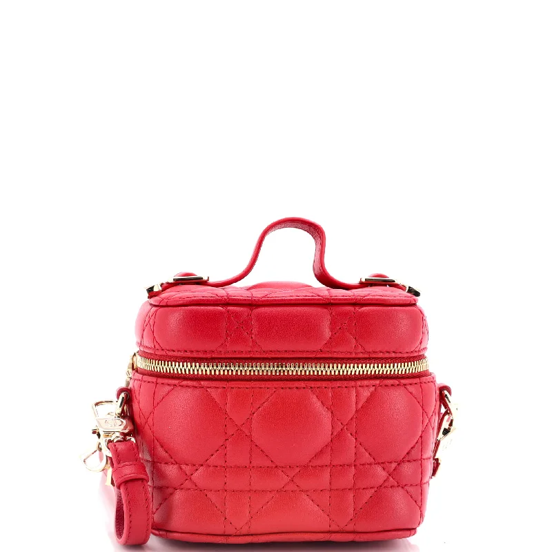 High - fashion Christian Dior bags with a geometric patternLady Dior Vanity Case Cannage Quilt Lambskin Micro