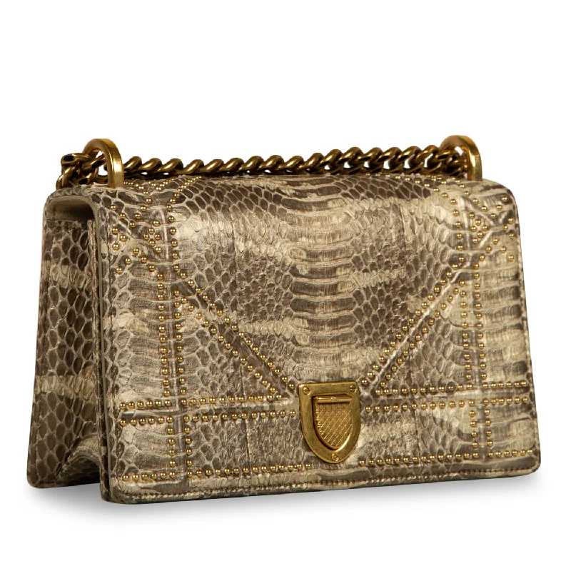 Christian Dior Saddle bags with a studded trim for a bold lookSmall Studded Diorama - Python