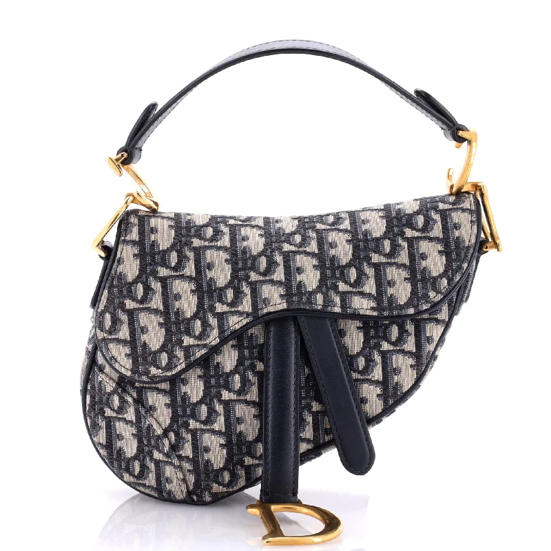 High - fashion Christian Dior bags with a geometric patternSaddle Handbag Oblique Canvas Mini