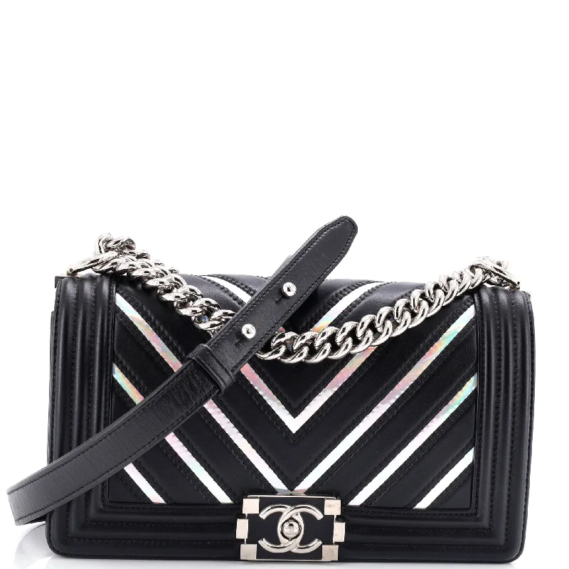 Contemporary Christian Dior handbags with a unique shapeBoy Flap Bag Chevron Lambskin with Holographic PVC Old Medium