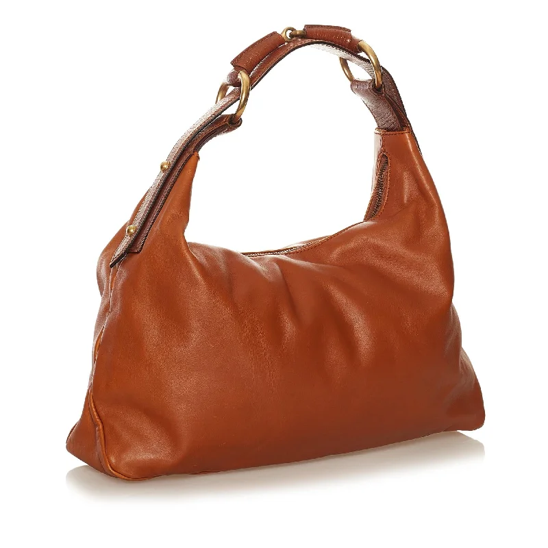 Gucci backpacks for women with a sleek silhouetteGucci Horsebit Leather Hobo Bag (34379)