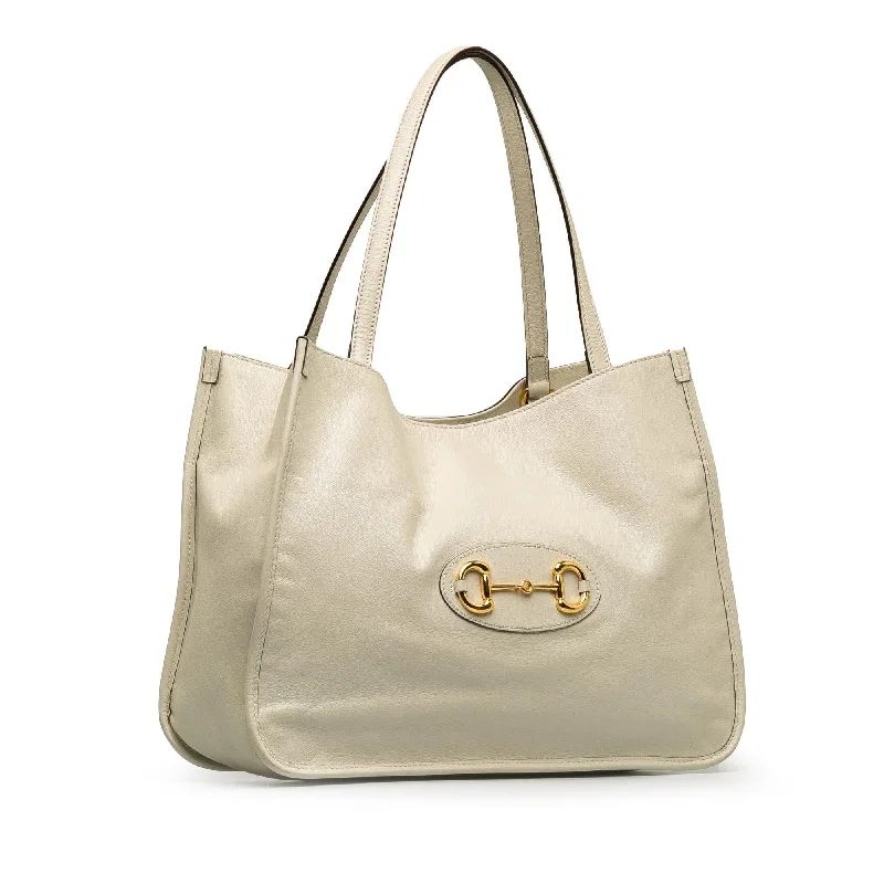 Gucci handbags for women with a metal - framed claspGucci Horsebit 1995 Leather Tote Bag (NtCtNO)