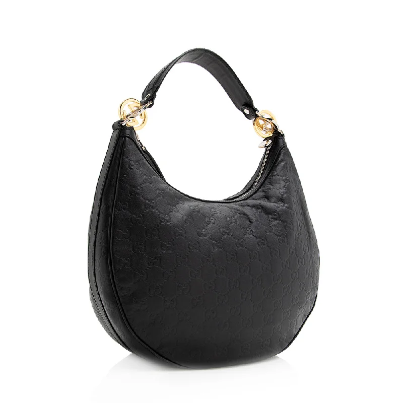 Women Gucci bags with a front - flap pocket for quick - access itemsGucci Guccissima Twins Medium Hobo (SHF-20259)