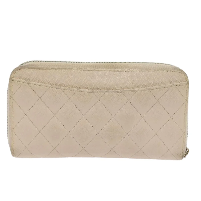 Chanel All - Match Handbag for Versatile StylingCHANEL Long Wallet Caviar Skin White CC  65288