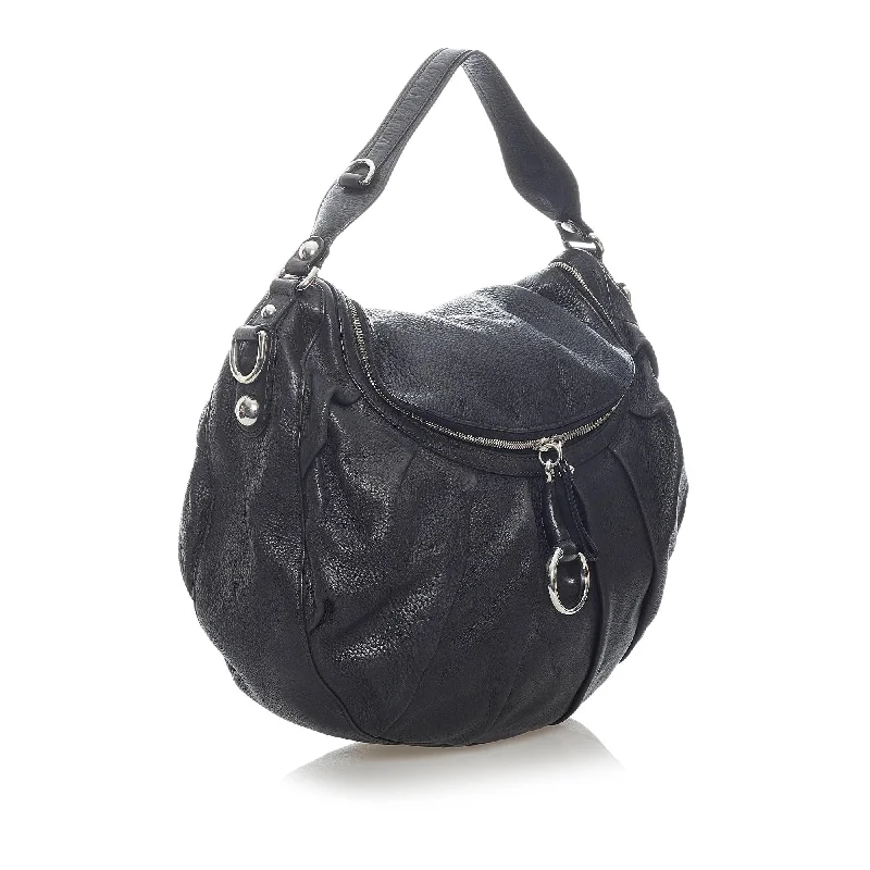 Small - sized Women Gucci shoulder bags for evening outingsGucci Icon Bit Leather Hobo Bag (33167)