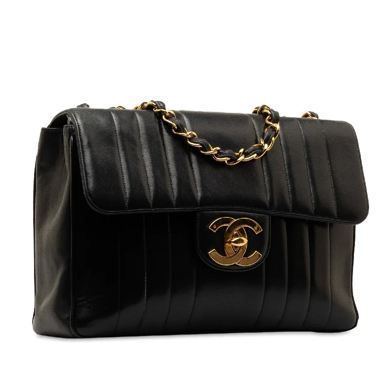 Chanel Quilted Leather Shoulder Bag for FashionistasCHANEL Jumbo Vertical Quilt Lambskin Single Flap Shoulder Bag