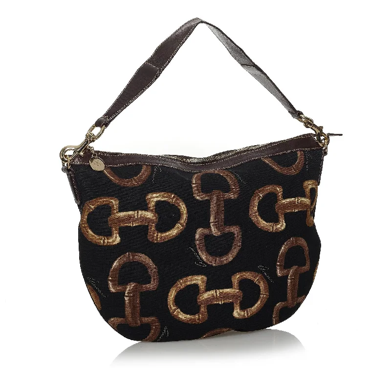 Ladies Gucci shoulder bags with a magnetic - closure flapGucci Horsebit Canvas Hobo Bag (28251)