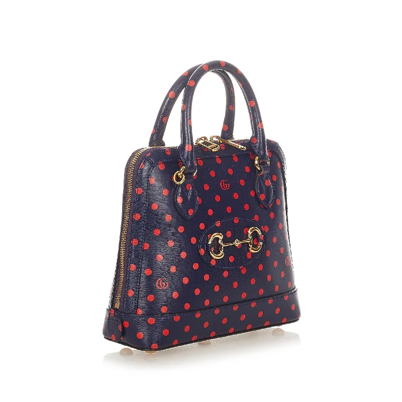 Gucci Marmont bags for women with a contrast - colored interiorGucci Horsebit 1955 Polka Dot Leather Handbag (26094)