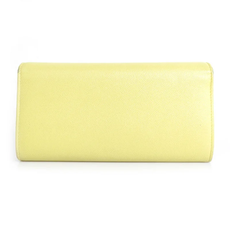 Chanel Lightweight Handbag for Daily ErrandsCHANEL Long Wallet Coco Mark Caviar Skin Leather Light Yellow Women's r9578a