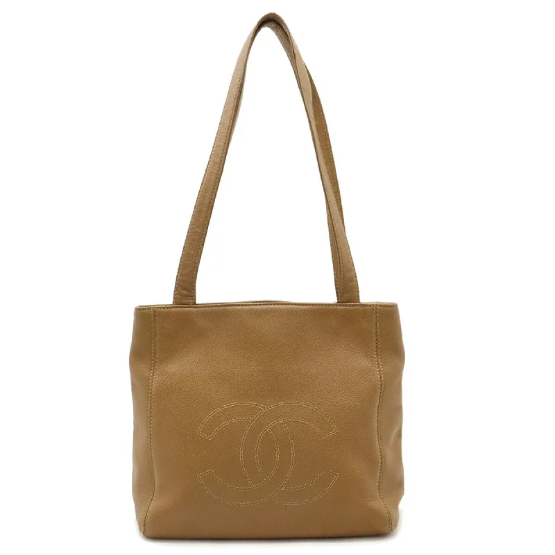 Chanel Lightweight Handbag for Daily ErrandsCHANEL Coco Mark Tote Bag Shoulder Leather Camel