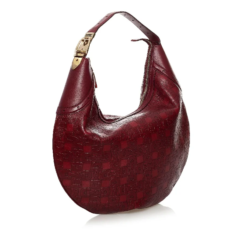 Women Gucci bags with a zippered interior pocketGucci Horsebit Embossed Leather Hobo Bag (32721)