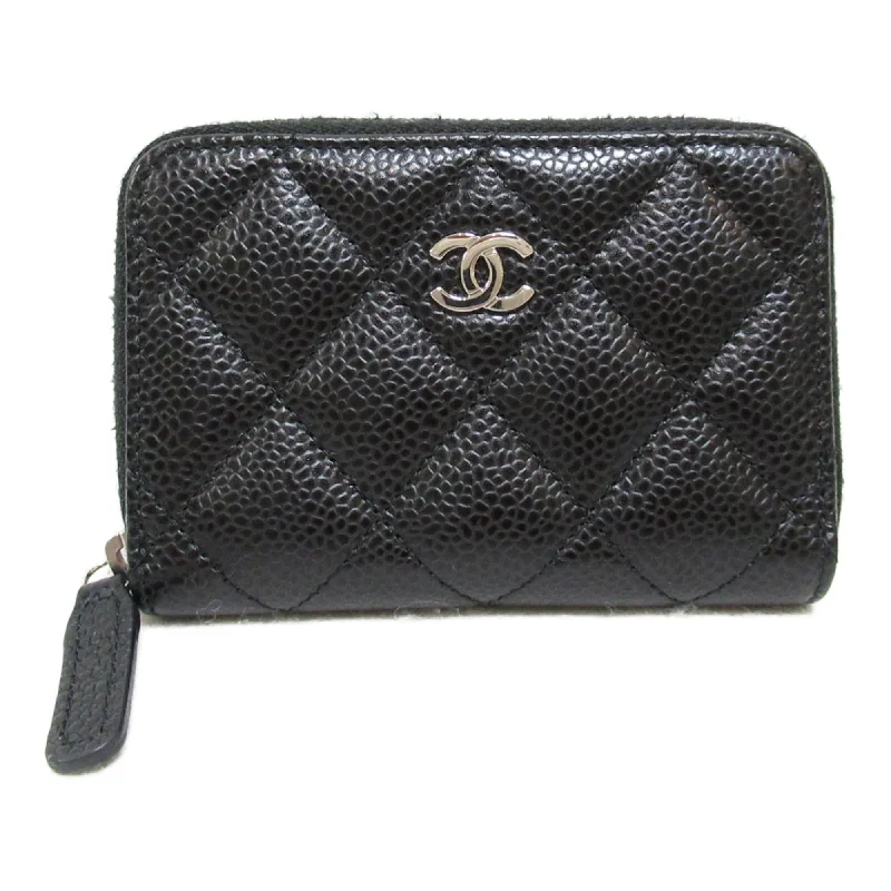 Chanel Handbag with Adjustable Strap for ComfortCHANEL coin purse Black Caviar Skin (Grained Calf)