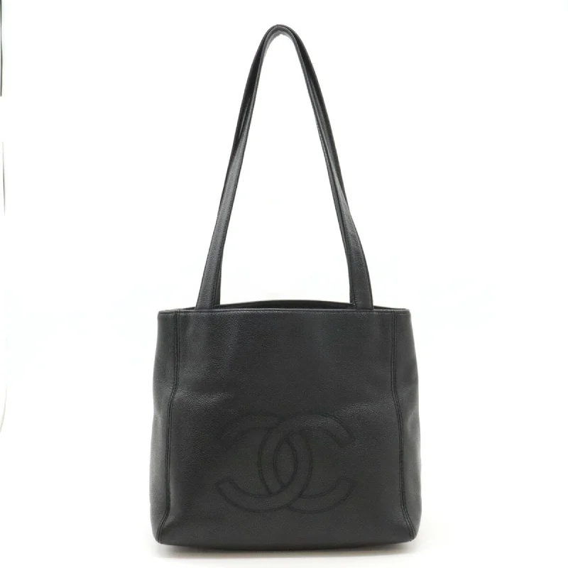 Chanel New Arrival Handbag with Gold HardwareCHANEL Coco Mark Tote Bag Shoulder Caviar Skin Leather Black